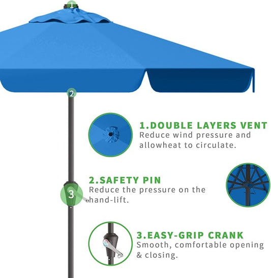 11FT Patio Umbrella Table Market Umbrella w/Crank Outdoor Umbrellas for Garden, Deck, Backyard, Pool and Beach, Royal Blue