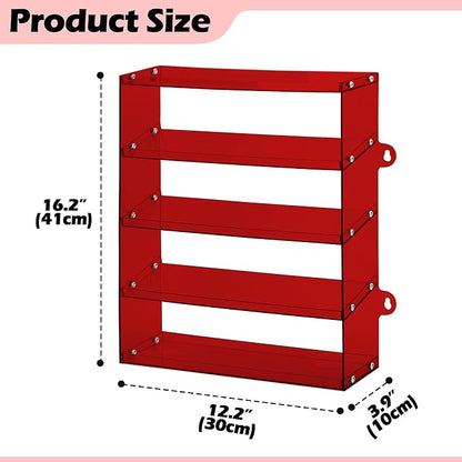 Assembly Monster Trucks Display Case Holding for 20 Monster Trucks Acrylic Storage Case 5 Tiers Monster Trucks Organizer with Tilted Design, Display Case for Toy Trucks (Red)