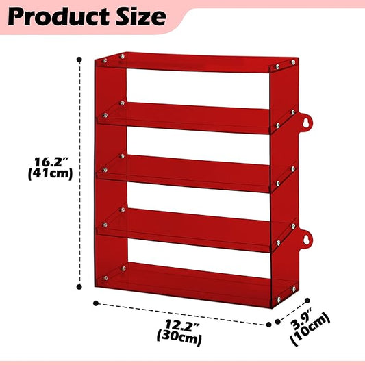 Assembly Monster Trucks Display Case Holding for 20 Monster Trucks Acrylic Storage Case 5 Tiers Monster Trucks Organizer with Tilted Design, Display Case for Toy Trucks (Red)