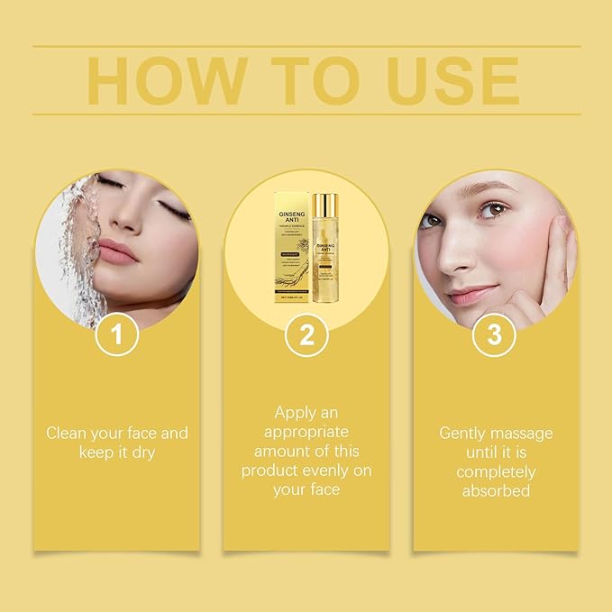 Ginseng Essence Anti Wrinkle Essence,Ginseng Extract Liquid,Anti-Aging Hydrating Water Deep Moisture & Wrinkle Care (2PCS)