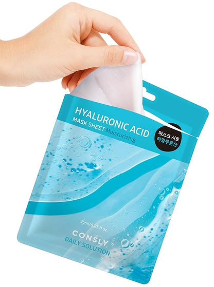 CONSLY_Daily Solution Face Mask Set – 12 Hydrating, Firming & Brightening Sheet Masks – Infused with Collagen, Snail Mucin, Hyaluronic Acid & Natural Extracts for Anti-Aging & Glowing Skin