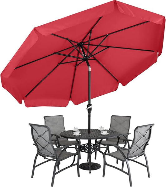 MASTERCANOPY Valance Patio Umbrella for Outdoor Table Market -8 Ribs (9ft, Red)