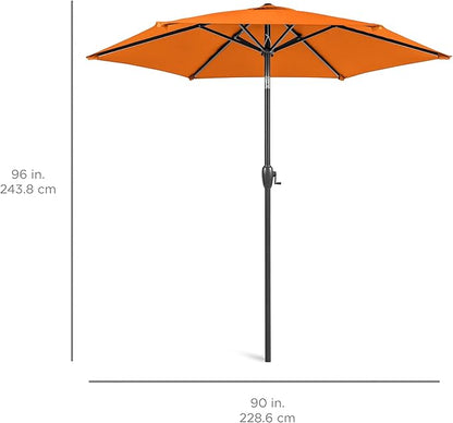 Best Choice Products 7.5ft Heavy-Duty Round Outdoor Market Table Patio Umbrella w/Steel Pole, Push Button Tilt, Easy Crank Lift - Orange