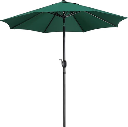 Yaheetech 9FT Patio Umbrella Market Table Umbrella Outdoor Canopy Umbrella with Push Button Tilt & Easy Crank Lift for Garden/Lawn/Deck/Backyard/Beach/Pool, 8 Ribs, Dark Green