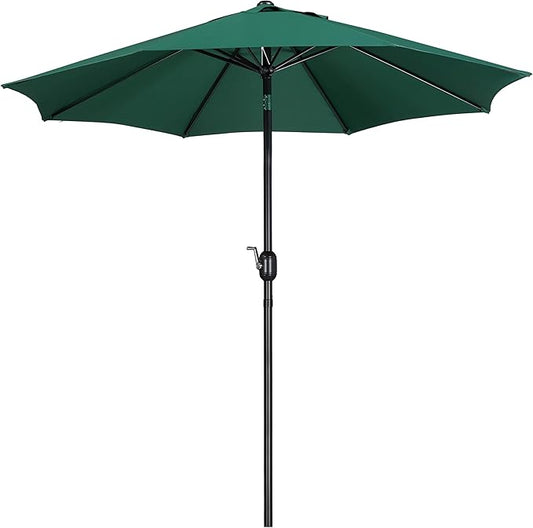 Yaheetech 9FT Patio Umbrella Market Table Umbrella Outdoor Canopy Umbrella with Push Button Tilt & Easy Crank Lift for Garden/Lawn/Deck/Backyard/Beach/Pool, 8 Ribs, Dark Green