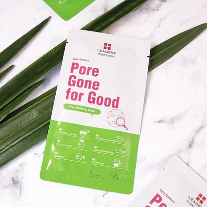 Leaders Insolution Daily Wonders Pore Gone for Good Facial Mask Sheet Pore Minimizing Acne Care Korean Skincare (10 Sheets)