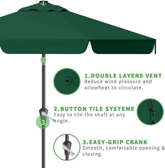10FT Patio Umbrella Table Market Umbrella w/Tilt and Crank Outdoor Umbrellas for Garden, Deck, Backyard, Pool and Beach, Dark Green