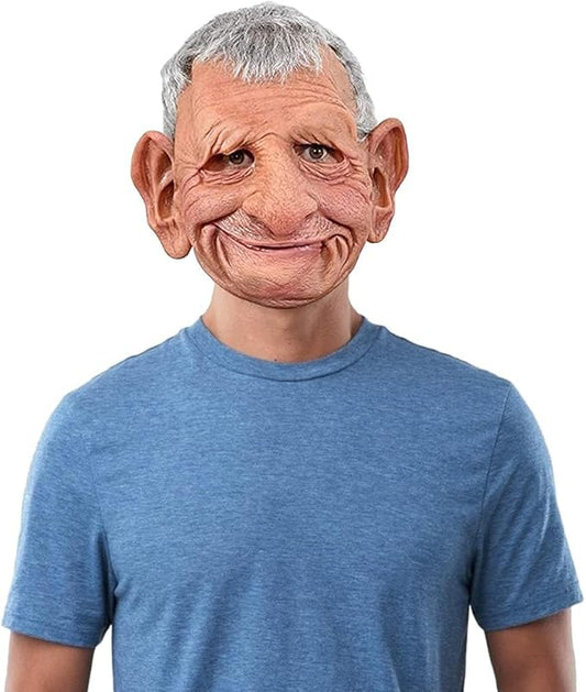 Realistic Old Man Mask Halloween Mask Scary Latex Old Man Grandpa Mask Halloween Wrinkle Face Mask