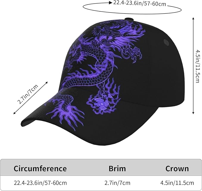 Red Dragon Hats Women Men Dragon Baseball Hat Unisex Packable Summer Travel Beach Sun Hat