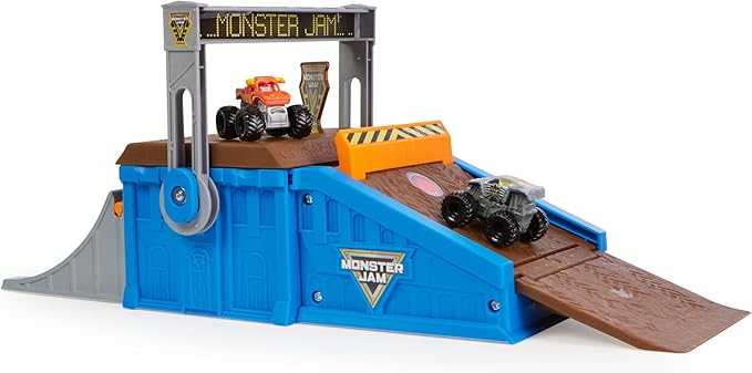 Monster Jam Mini Freestyle Flip Arena Playset and Storage with 2 Mini Monster Jam Trucks, Kids Toys for Boys and Girls Ages 3 and up