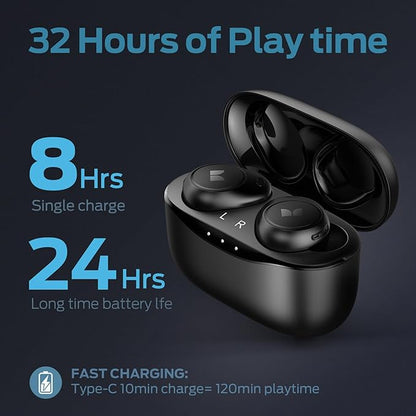 Monster Achieve 300 AirLinks Wireless Earbuds, Bluetooth 5.3 in-Ear Stereo Headphones, with USB-C Charging Case, Built-in Microphone for Clear Calls, Type-C Charging, Touch Control