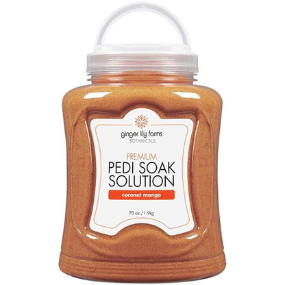 Ginger Lily Farms Botanicals Premium Pedi Soak Solution with Epsom Salt and Sea Salt, 100% Non-Staining, Non-Foaming, Coconut Mango Scent, 70 Ounces