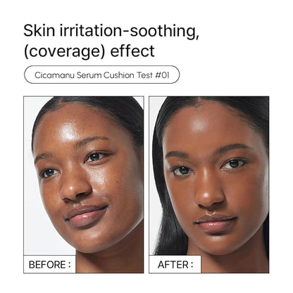 Parnell Cicamanu Serum Cushion 57N Deep Amber 0.52 fl oz | Hydrating Serum Foundation for Soothing, Pore Blurring & Radiant Glass Skin | Lightweight Korean Cushion for Sensitive Skin | K-Beauty