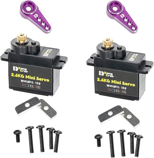 RampCrab Micro Servo with Servo Horn for FCX24, RC Car Model Parts, Upgrade Parts for Crwaler 1/24 Scale FCX24 Power Wagon Butcher & Max Smasher Big Foot Monster Truck, K5 (Purple 2P)