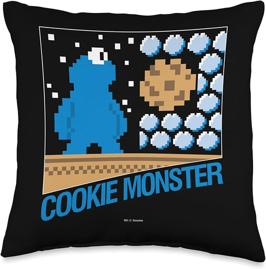 Sesame Street Cookie Monster 8-Bit Throw Pillow, 16x16, Multicolor