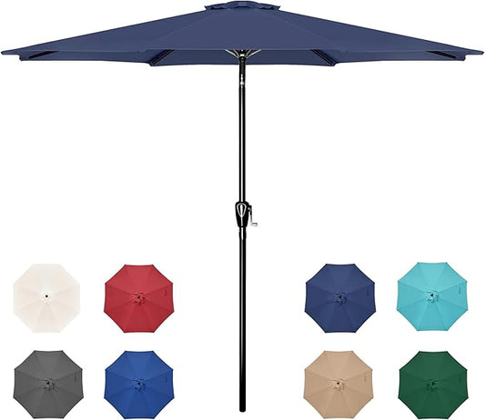 Simple Deluxe 9' Patio Umbrella Outdoor Table Market Yard Umbrella with Push Button Tilt/Crank