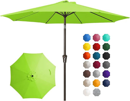 JEAREY 10FT Outdoor Patio Umbrella Outdoor Table Umbrella with Push Button Tilt and Crank, Market Umbrella 8 Sturdy Ribs UV Protection Waterproof for Pool, Garden (Apple Green)