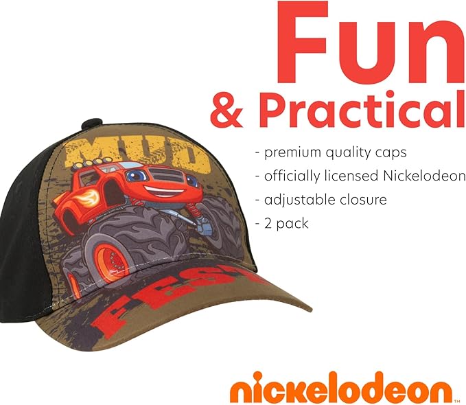 Nickelodeon Boys Blaze & The Monster Machines 2 Pack Cotton Baseball Cap (Ages 2-4) With Sunglasses