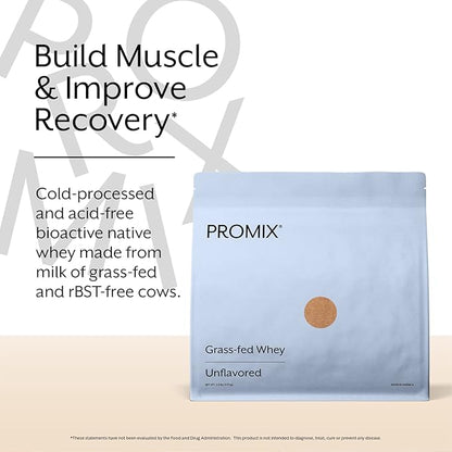 Promix Whey Protein Powder, Unflavored - 5lb Bulk - Grass-Fed & 100% All Natural - ­Post Workout Fitness & Nutrition Shakes, Smoothies, Baking & Cooking Recipes - Gluten-Free & Keto-Friendly