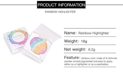 Pro 6 Colors 3D Baked Rainbow Highlighter Eyeshadow Unicorn Blush