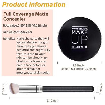 Pot Concealer with Makeup Brush Set,Tattoo Color Correcting ojeras (07-DEEP)
