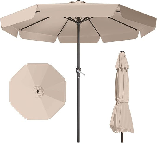 11FT Patio Umbrella Table Market Umbrella w/Crank Outdoor Umbrellas for Garden, Deck, Backyard, Pool and Beach, Beige