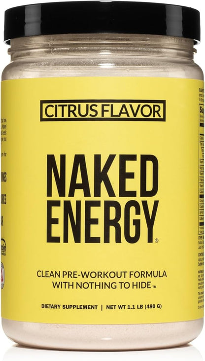 Naked Citrus Naked Energy - Citrus Flavored Clean Pre Workout Supplement for Men and Women, Vegan Friendly, No Added Sweeteners, Colors Or Flavors - 30 Servings