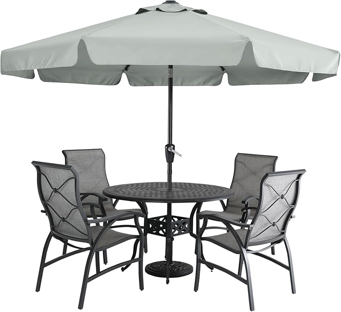 MASTERCANOPY Valance Patio Umbrella for Outdoor Table Market -8 Ribs (10ft, Light Gray)