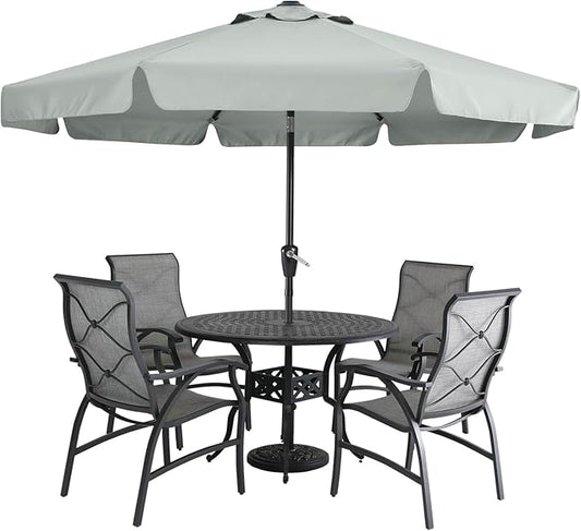 MASTERCANOPY Valance Patio Umbrella for Outdoor Table Market -8 Ribs (10ft, Light Gray)