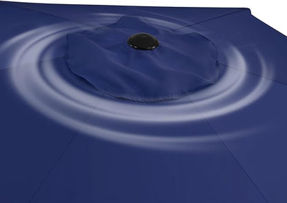 Yaheetech Patio Umbrella, 7.5FT Outdoor Table Market Umbrella with Push Button Tilt and Crank & Sturdy Ribs UV Protection for Garden, Deck, Backyard, Pool, Navy Blue
