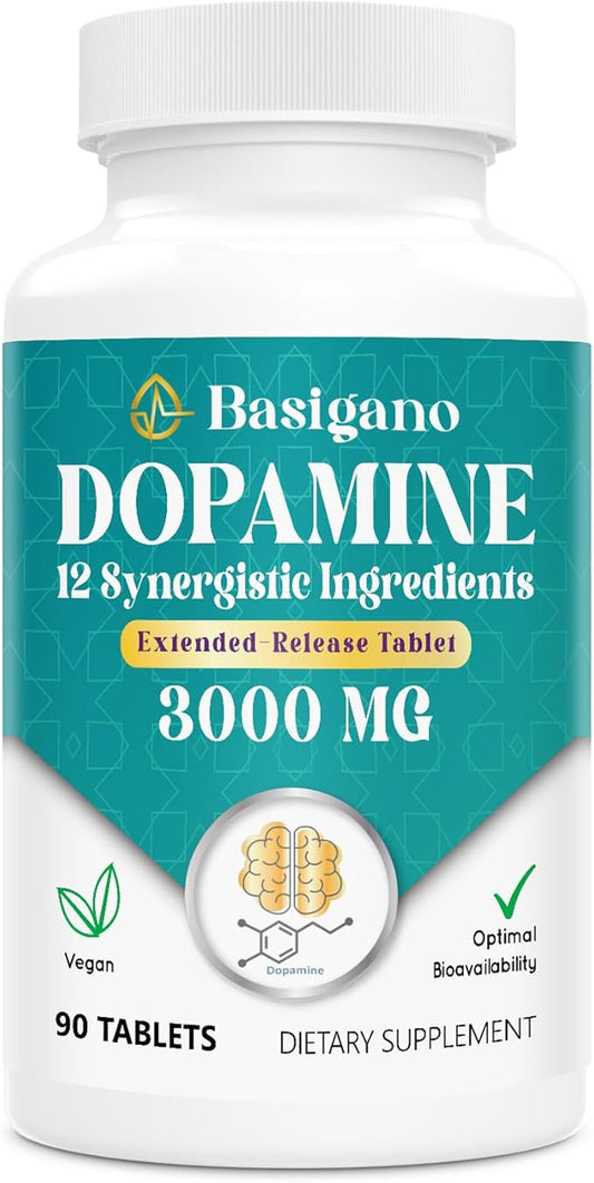 Natural Dopamine Supplement for Energy, Focus, Motivation, Mental Alertness, Mood, and Stress - Non-GMO, Gluten-Free - 90 Tablets