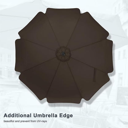 MASTERCANOPY Valance Patio Umbrella for Outdoor Table Market -8 Ribs (9FT, Brown)