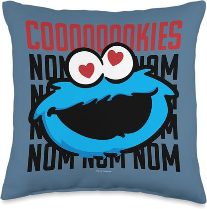 Sesame Street Cookie Monster Coooooookies Throw Pillow, 16x16, Multicolor