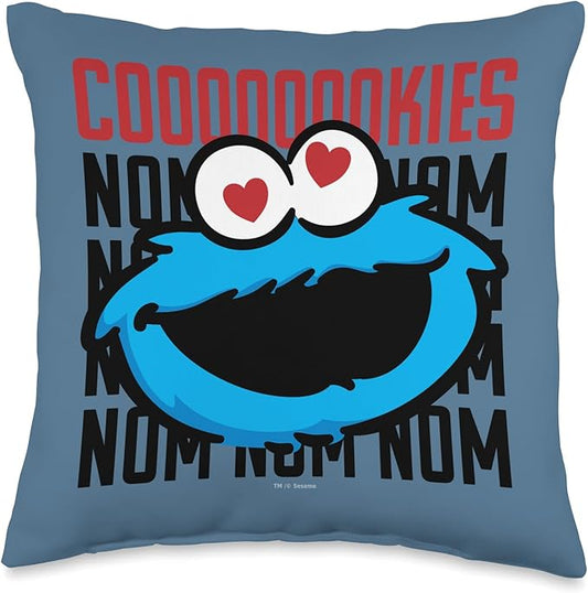 Sesame Street Cookie Monster Coooooookies Throw Pillow, 16x16, Multicolor