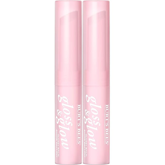 Burts Bees Gloss and Glow Glossy Balm, 100% Natural Origin, Wine Wednesday, 1 Tube, Pack of 2