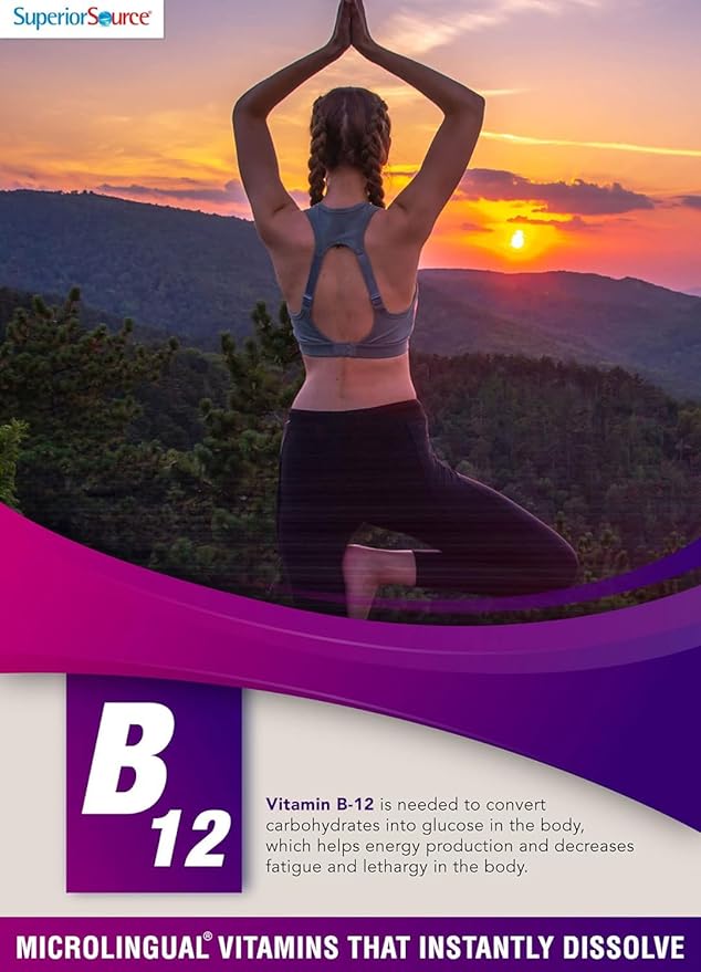 Superior Source No Shot Methylcobalamin B-12 10000 mcg - Vitamin B-12 to Support Energy Production, Brain Health & Overall Wellness - Sublingual Tablets for Quick Absorption - 30 Dissolving Tablets