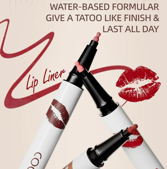 Longwear Liquid Lip Liner, Matte Lip Tint Stain Marker Pen, 2 in1 Liquid Lipstick & Lip Liner Pencil, Long Lasting Waterproof Lip gloss for Women, Fuller Lips Makeup (02+04)