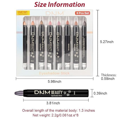 Kaely 8Pcs Cream Eye Shadow Brightener Sticks Set for Eyes,Shimmer Matte Pencil Eyeshadow Applicator Stick Palette,Halloween Makeup Waterproof,Birthday Party gifts for Women kids Girls 06