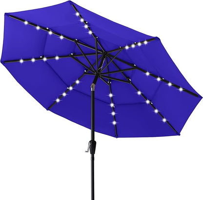 ABCCANOPY Solar Led Patio Umbrellas 3-Tiers 9FT (Blue)