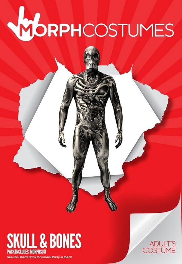 Morphsuits mens Monster Skull and Bones Costume Skeleton