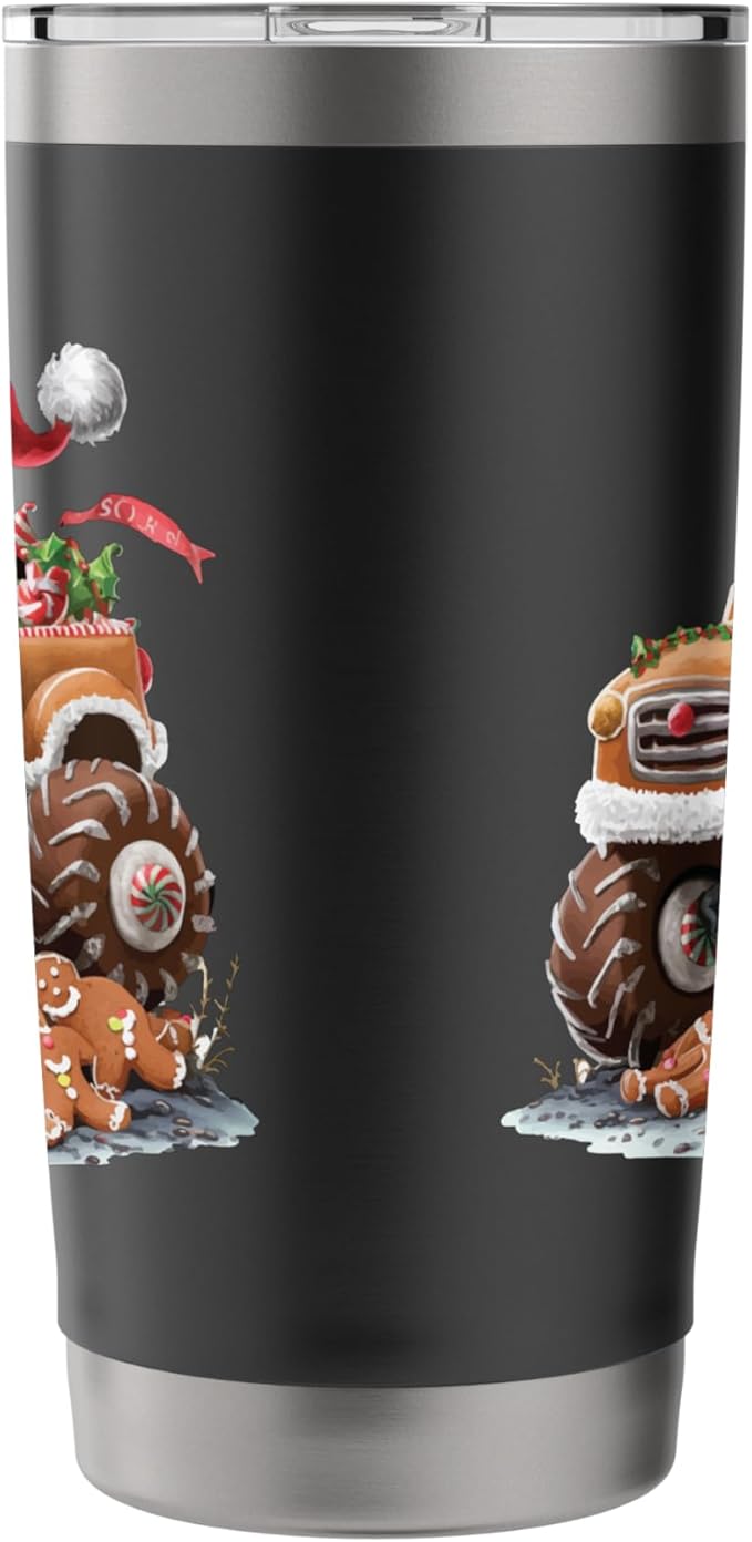 Funny Monster Truck Gingerbread Man Baking Christmas Cookies Stainless Steel Insulated Tumbler