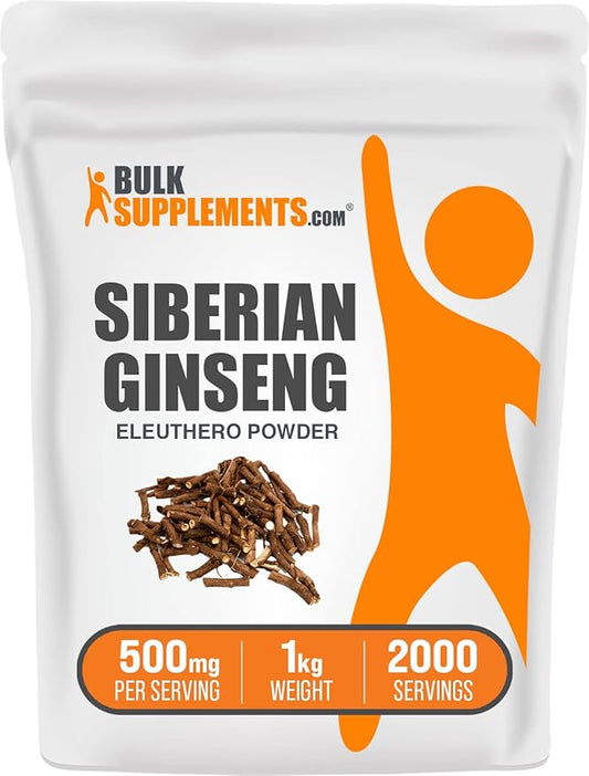 BulkSupplements.com Eleuthero Powder - Siberian Ginseng Powder, Eleutherococcus senticosus, Ginseng Herbal Supplements, Gluten Free, 500mg of per Serving, 1kg (2.2 lbs) (Pack of 1)