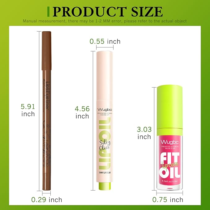 Brown Lip Liner Pink Lip Gloss Fat Oil Slick Click Clear Shimmer, Ultra-Hydrating Lip Balm Tinted Lip Glow Oil for Women Makeup, Lightweight Non Sticky Liquid Lipstick Lip Liner Pencil Combo Set