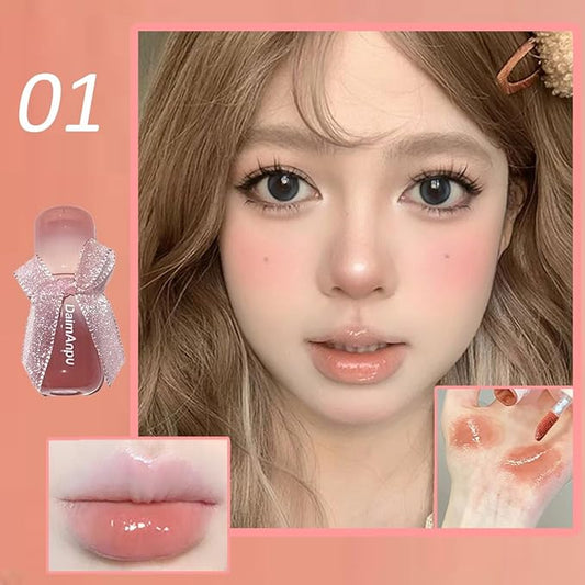 6Pcs Hydrating Jelly Lip Gloss Set,Moisturizing & Plumping Water Lip Stain Mirror Liquid Lipsticks,Waterproof Long Lasting Clear Oxygen Tinted Lip Blam Cute Lip Glaze
