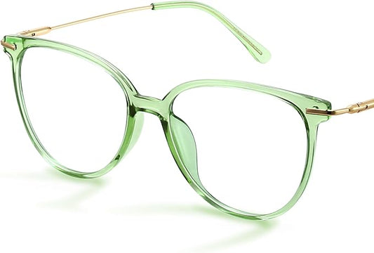 Gaoye Cute Retro Blue-Light Glasses - Mixed Material Frames, Metal Arms, Plastic Nosepads - UV400 Computer Lenses