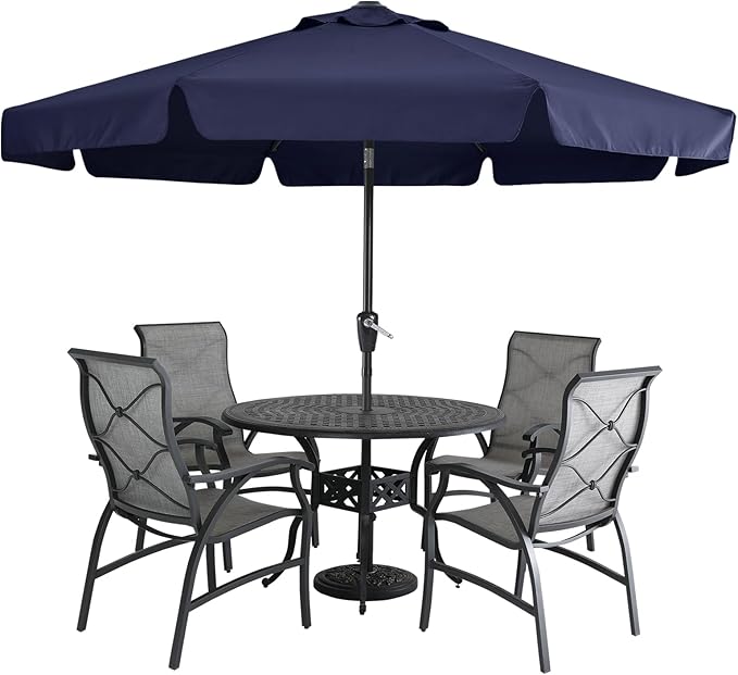 MASTERCANOPY Valance Patio Umbrella for Outdoor Table Market -8 Ribs (9ft, Navy Blue)