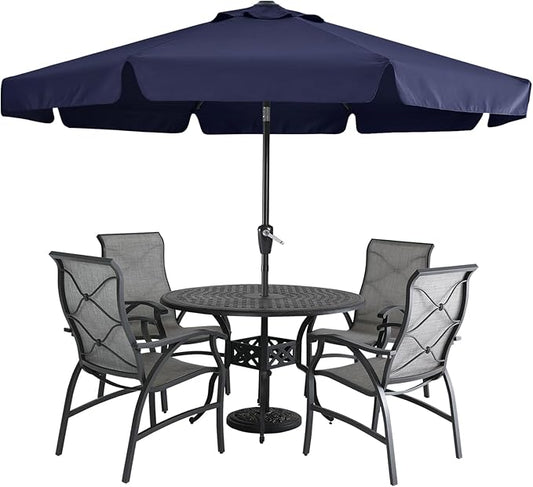 MASTERCANOPY Valance Patio Umbrella for Outdoor Table Market -8 Ribs (9ft, Navy Blue)