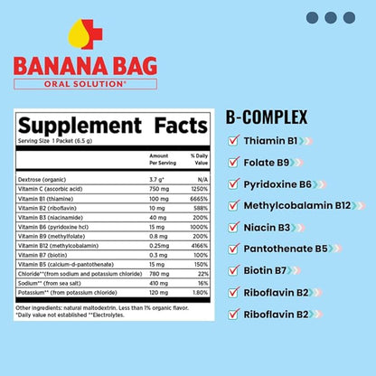 Banana Bag Oral Solution Recovery Packets - I.V. Alternative - Salted Watermelon 30pk: Pharmacist-Formulated for Fast Energy Boost, Rehydration & Wellness. Electrolytes + Vitamin C + Strong B-Complex