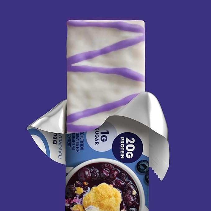 ONE Protein Bars, Blueberry Cobbler, Gluten Free with 20g Protein and 1g Sugar, Pantry Staples, 2.12 oz (12 Count)