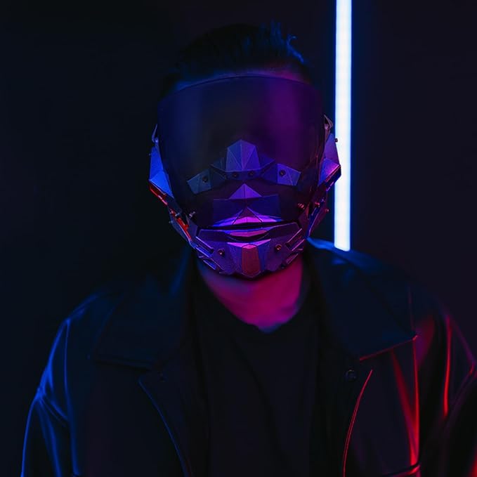 Punk Mask For Adults, Futuristic Mask, 2 Wearable Styles, Ideal For Cosplay Halloween Mask, Music Party
